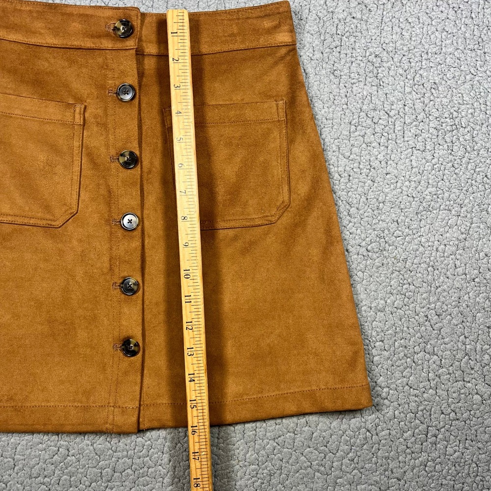 Marine Layer Brown Faux Suede Button Front Mini Skirt Pockets Size 4 - Picture 7 of 9